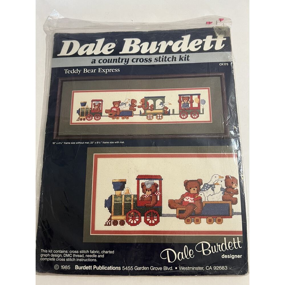 Cross Stitch Kit "Teddy Bear Express" Dale Burdett Designs Train New